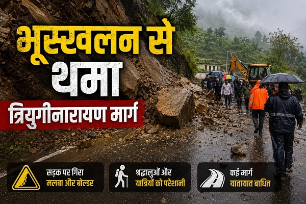 भूस्खलन से थमा त्रियुगीनारायण मार्ग