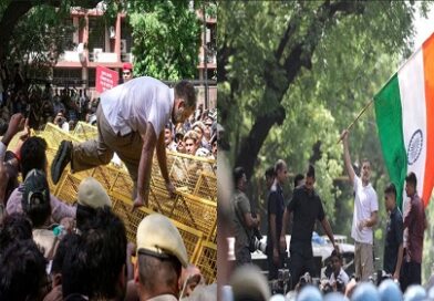 चुनाव आयोग के खिलाफ विपक्ष का हल्लाबोल, बैरिकेड पर चढ़े राहुल गांधी, लहराया तिरंगा